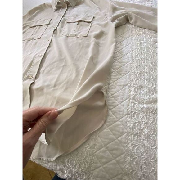 H&M Beige Oversized Button-Up Blouse Large - Picture 9 of 12